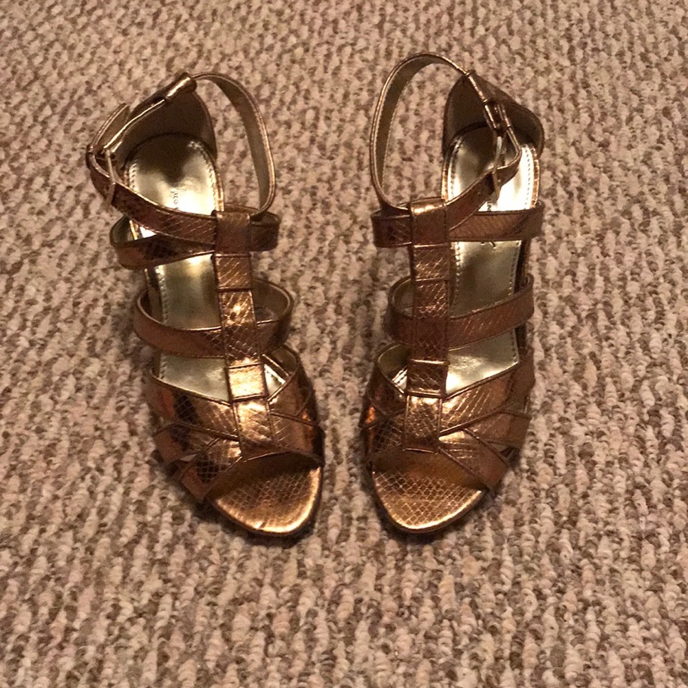 Bronze Strappy Heels